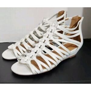 Comfortview Women's Wide Width The Helen Sandal Strappy White Back Zip Sz 9W NEW